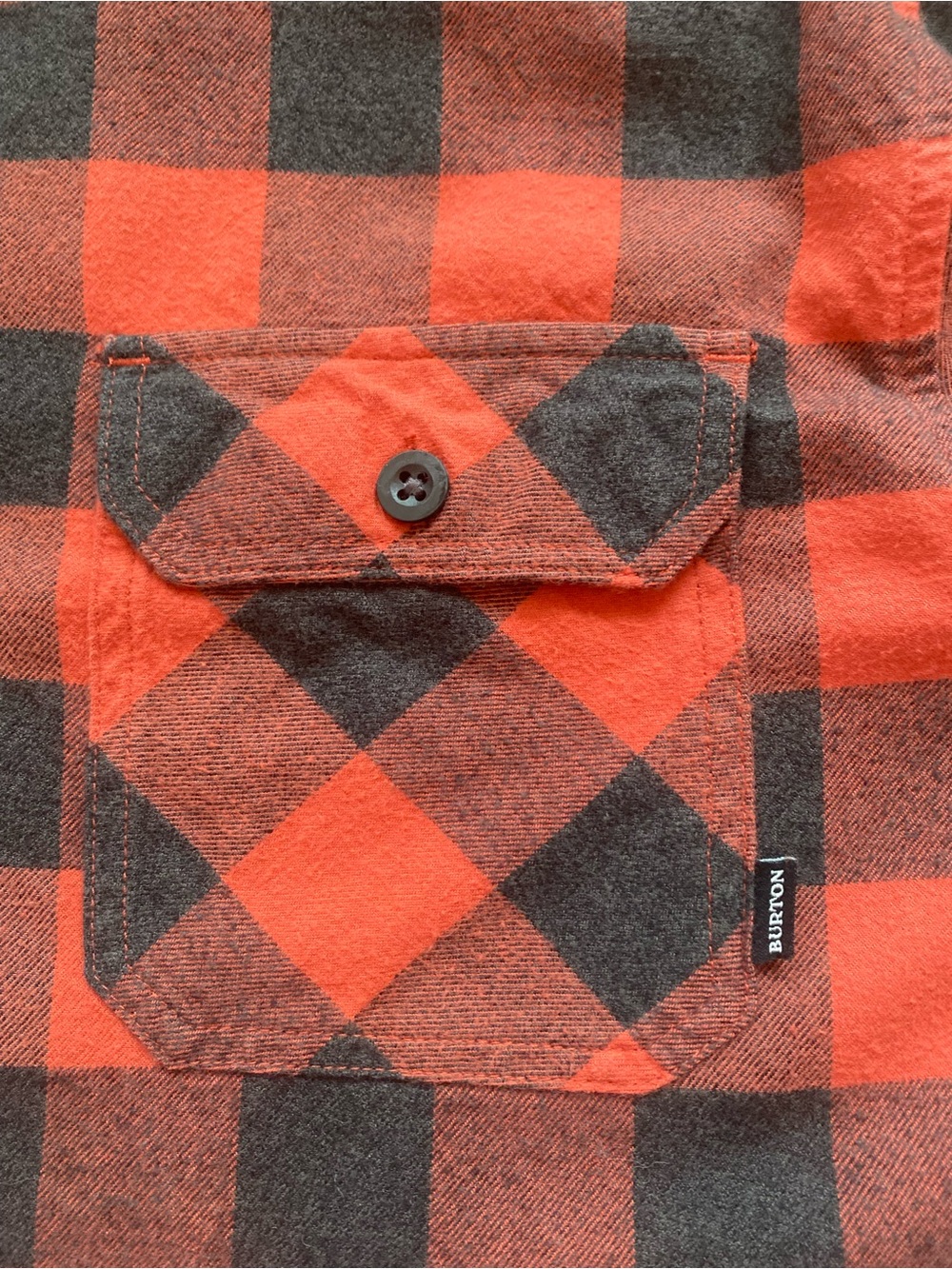 Burton Brighton HD Mens Flannel Shirt L Red Black Buffalo Plaid Organic Cotton - Picture 12 of 14